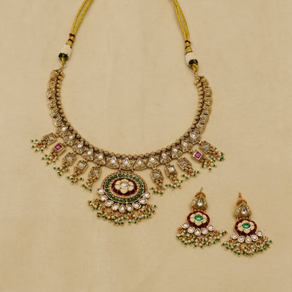 Aanura Royal Antique Choker Necklace with Earrings