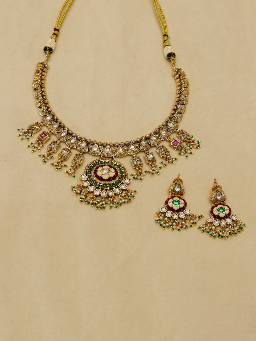 Aanura Royal Antique Choker Necklace with Earrings