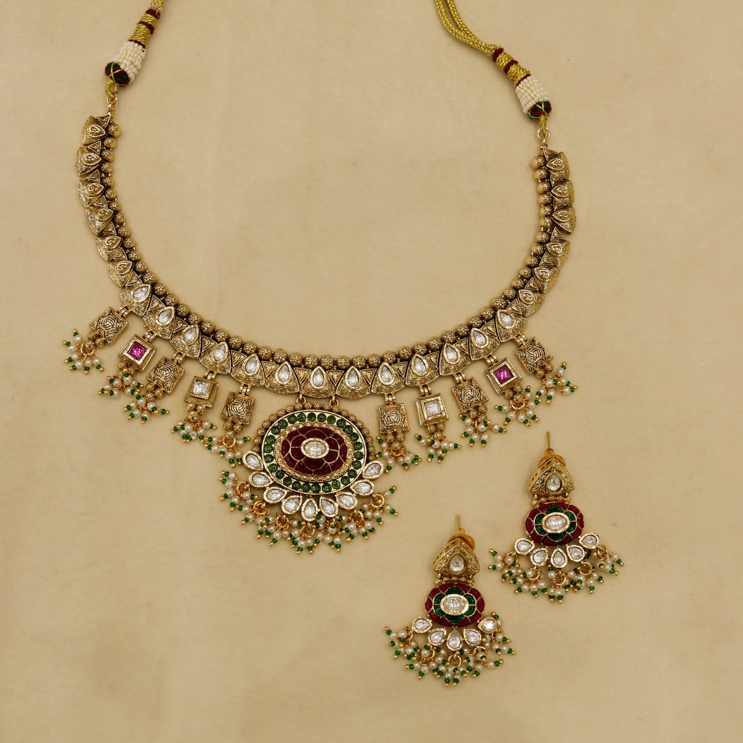Aanura Royal Antique Choker Necklace with Earrings