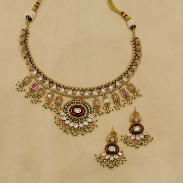 Aanura Royal Antique Choker Necklace with Earrings