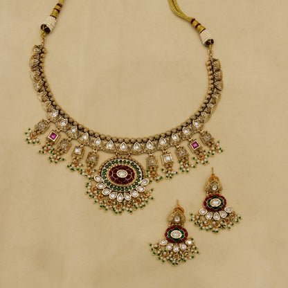 Aanura Royal Antique Choker Necklace with Earrings