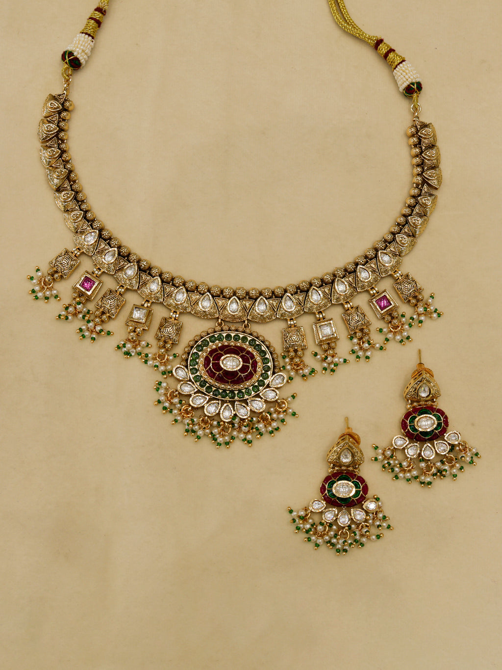 Aanura Royal Antique Choker Necklace with Earrings