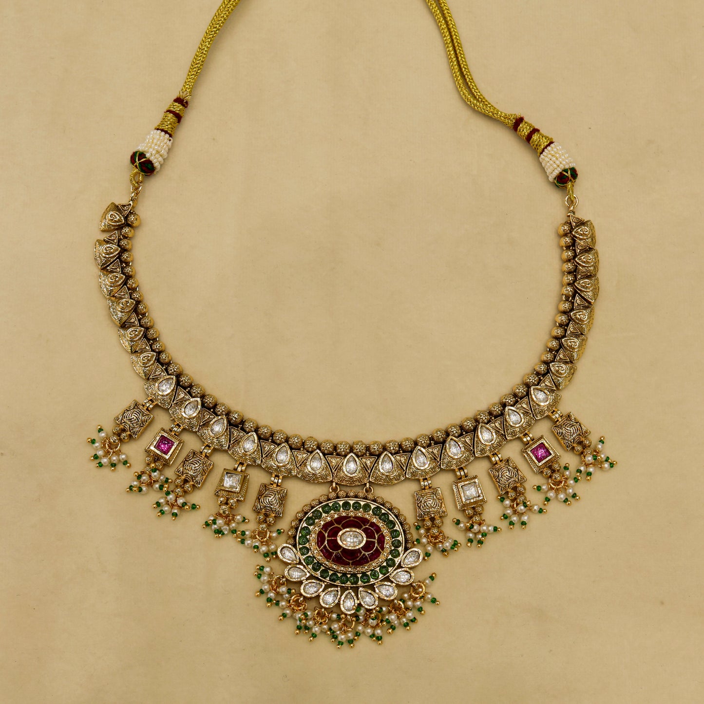 Aanura Royal Antique Choker Necklace with Earrings
