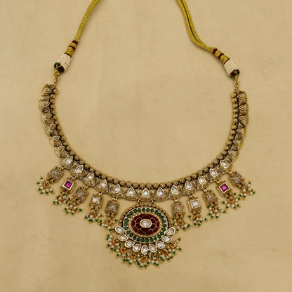 Aanura Royal Antique Choker Necklace with Earrings