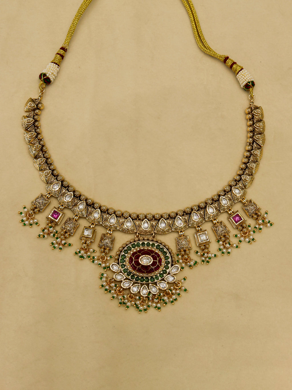 Aanura Royal Antique Choker Necklace with Earrings