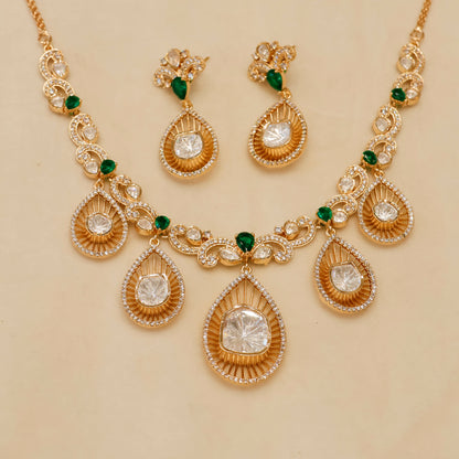 Aanura Pear Drop Necklace & Earrings with Stones