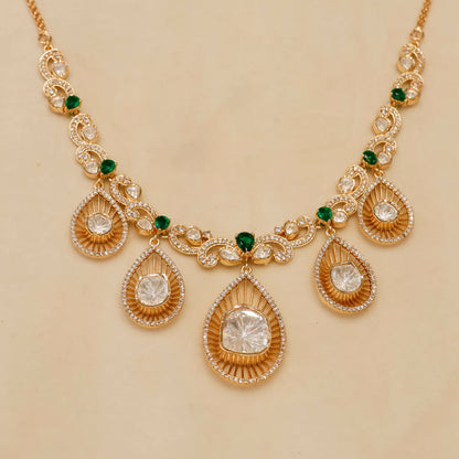 Aanura Pear Drop Necklace & Earrings with Stones