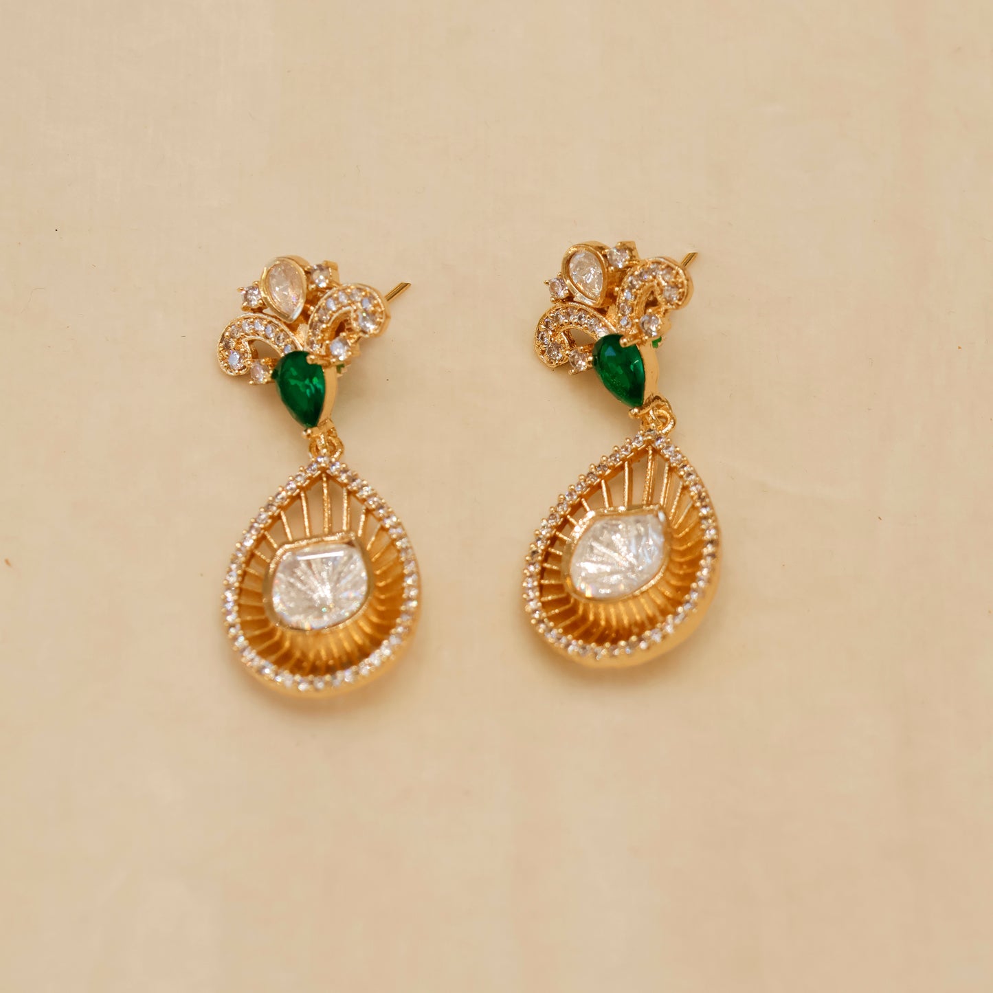 Aanura Pear Drop Necklace & Earrings with Stones