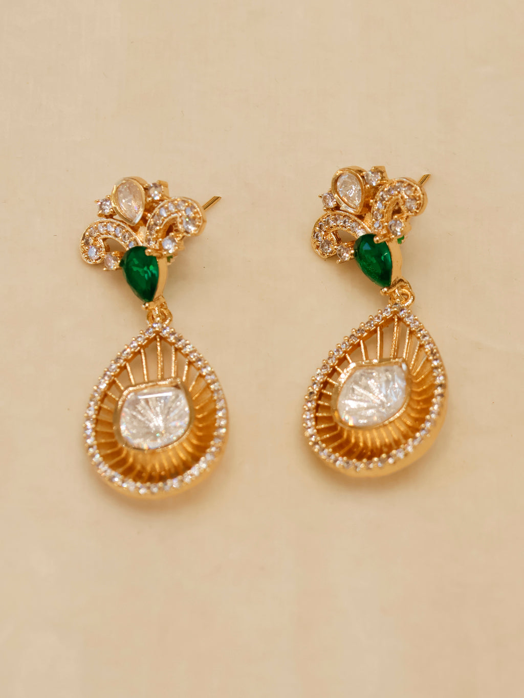 Aanura Pear Drop Necklace & Earrings with Stones