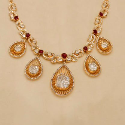 Aanura Pear Drop Necklace & Earrings with Stones