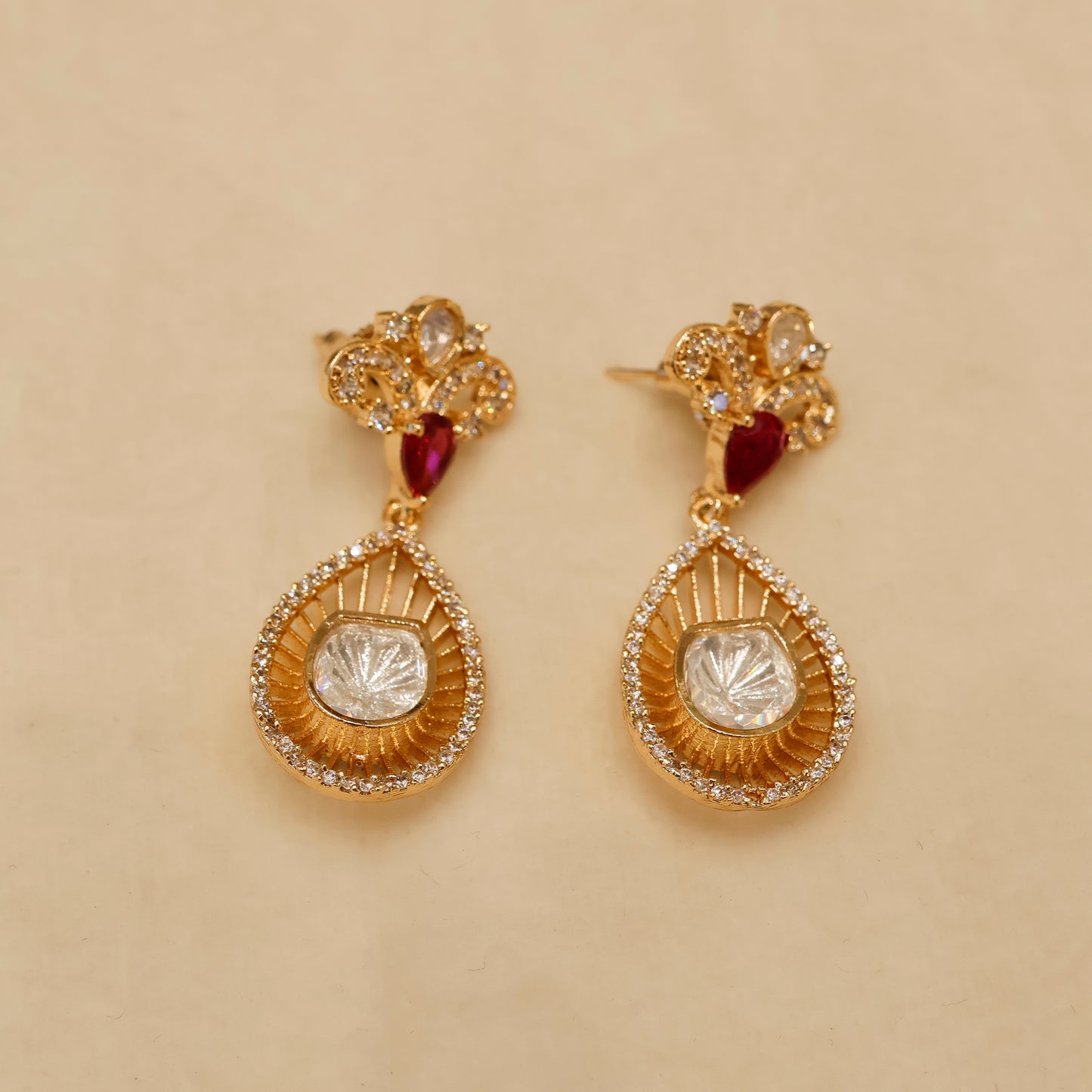 Aanura Pear Drop Necklace & Earrings with Stones