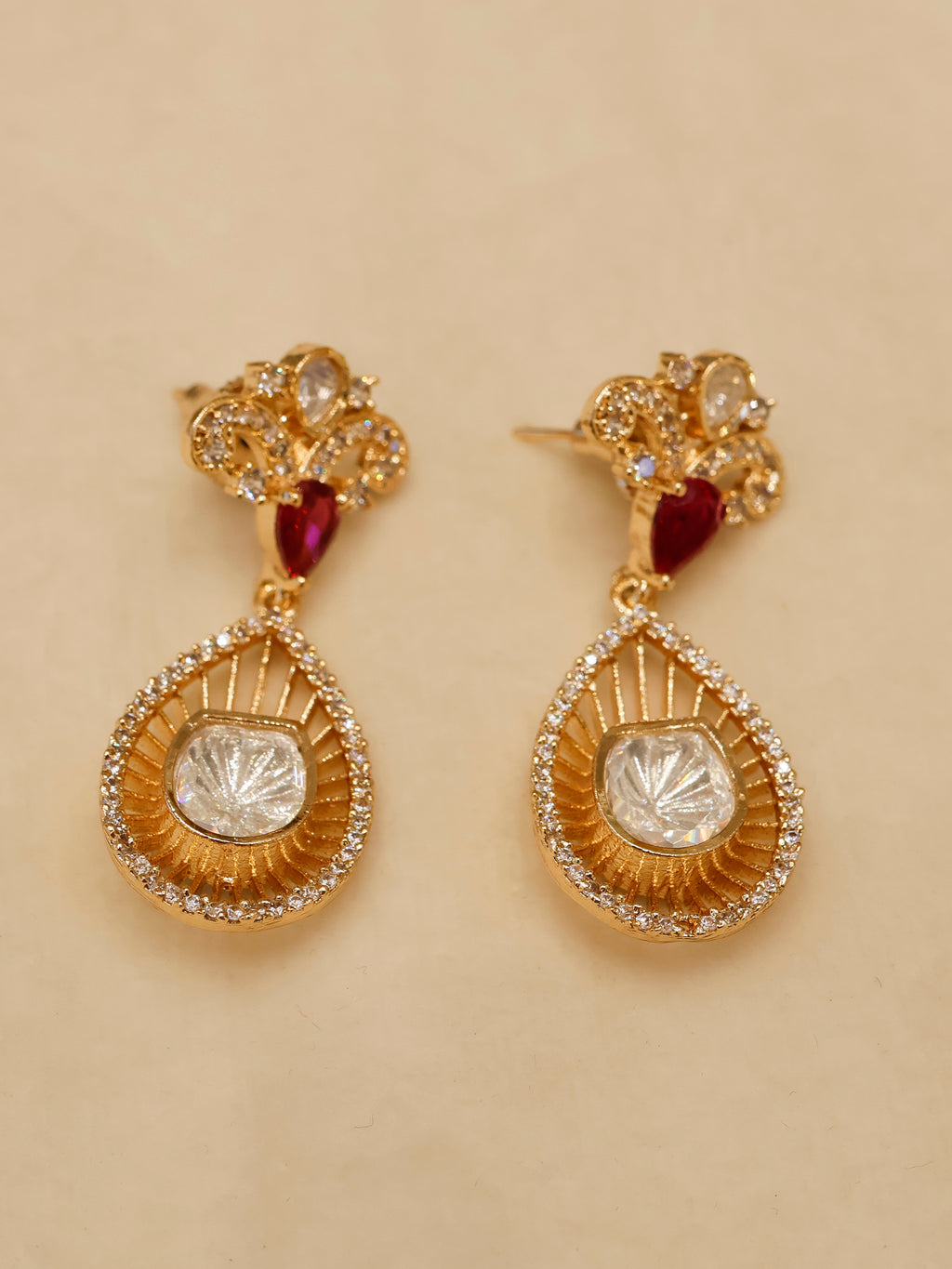 Aanura Pear Drop Necklace & Earrings with Stones