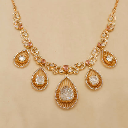 Aanura Pear Drop Necklace & Earrings with Stones
