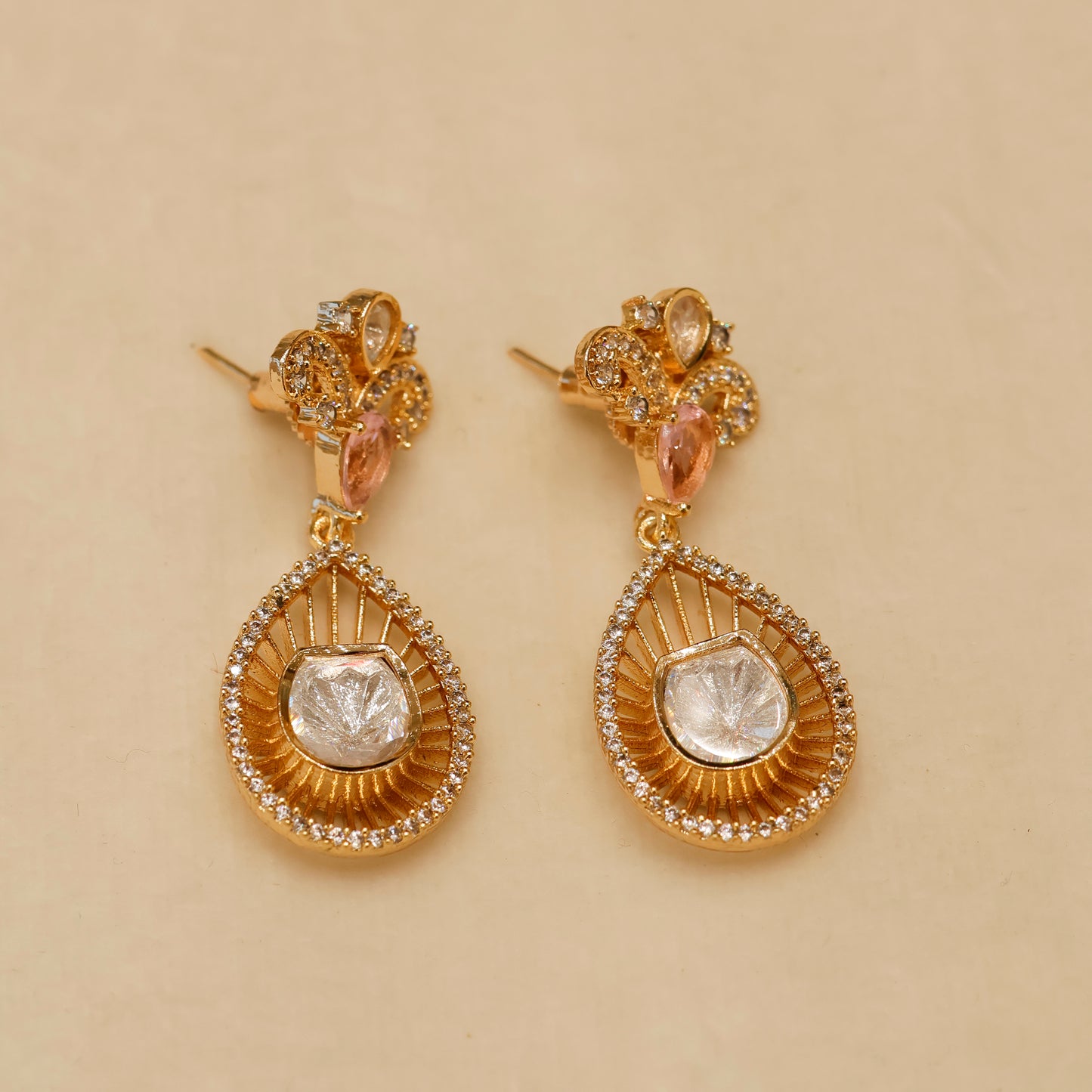 Aanura Pear Drop Necklace & Earrings with Stones