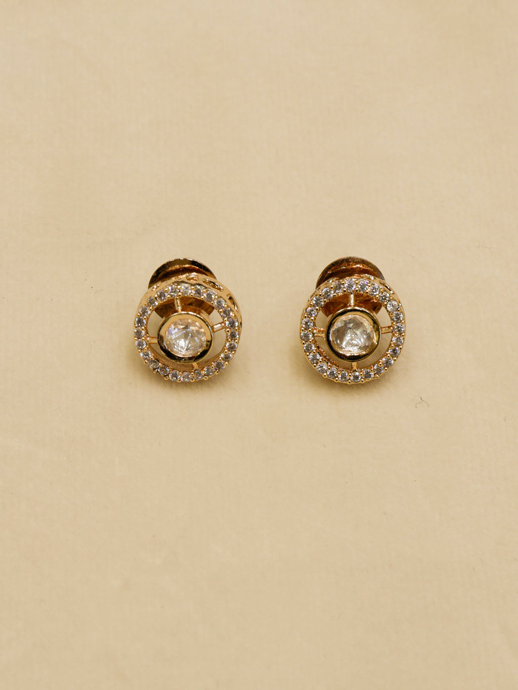 Aanura Minimal Gold Necklace Set with Round Crystal Drops