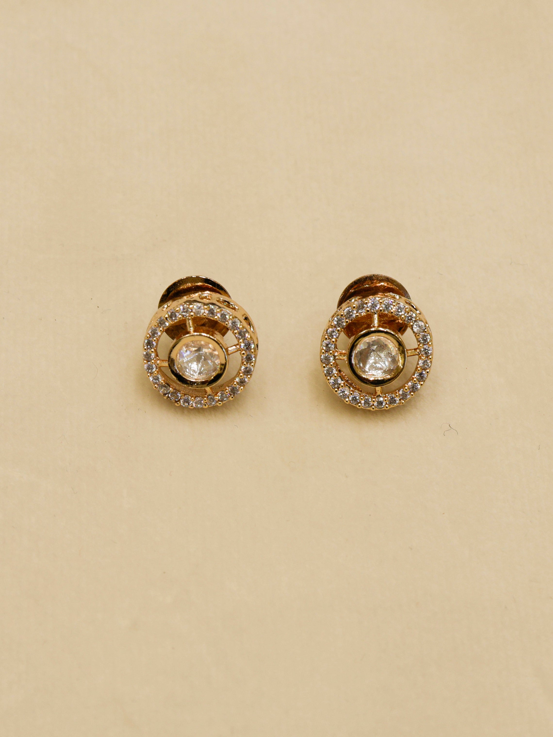 Aanura Minimal Gold Necklace Set with Round Crystal Drops