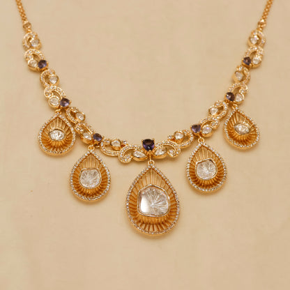 Aanura Pear Drop Necklace & Earrings with Stones