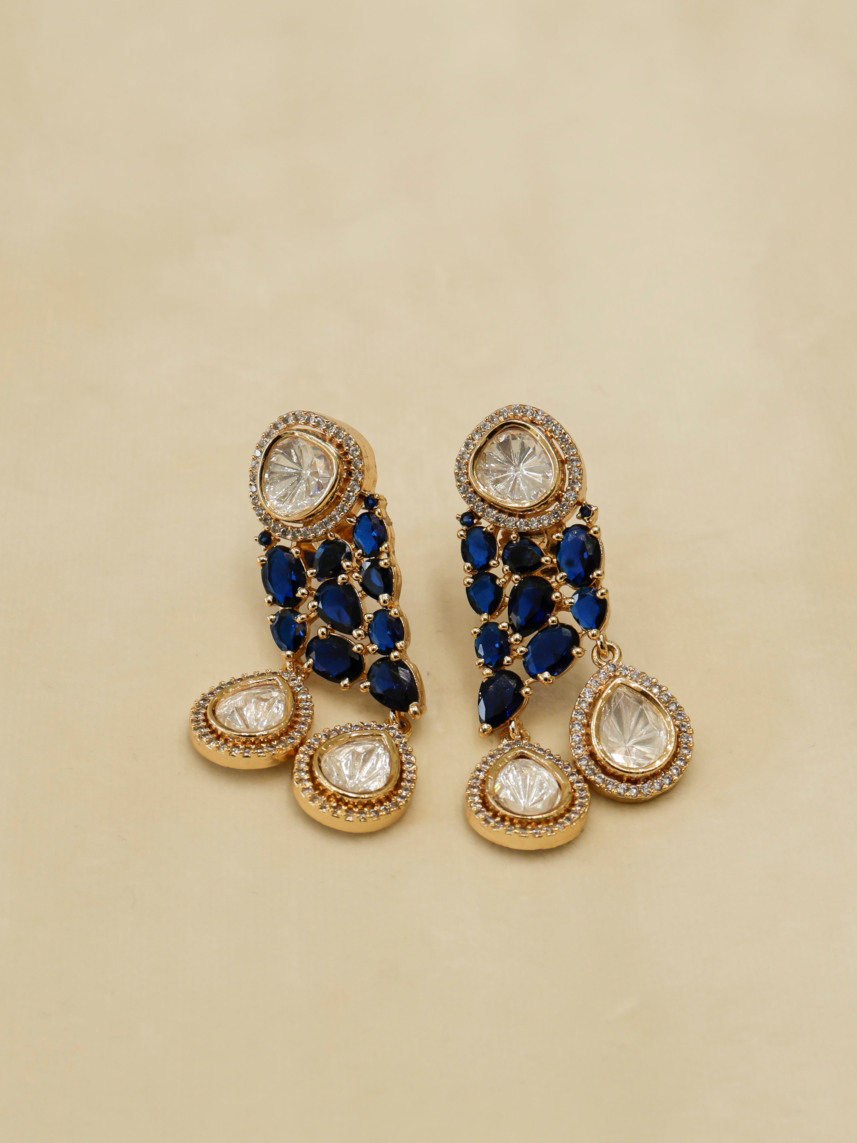 Aanura Ruby & Kundan Long Pendant Necklace Set with Earrings