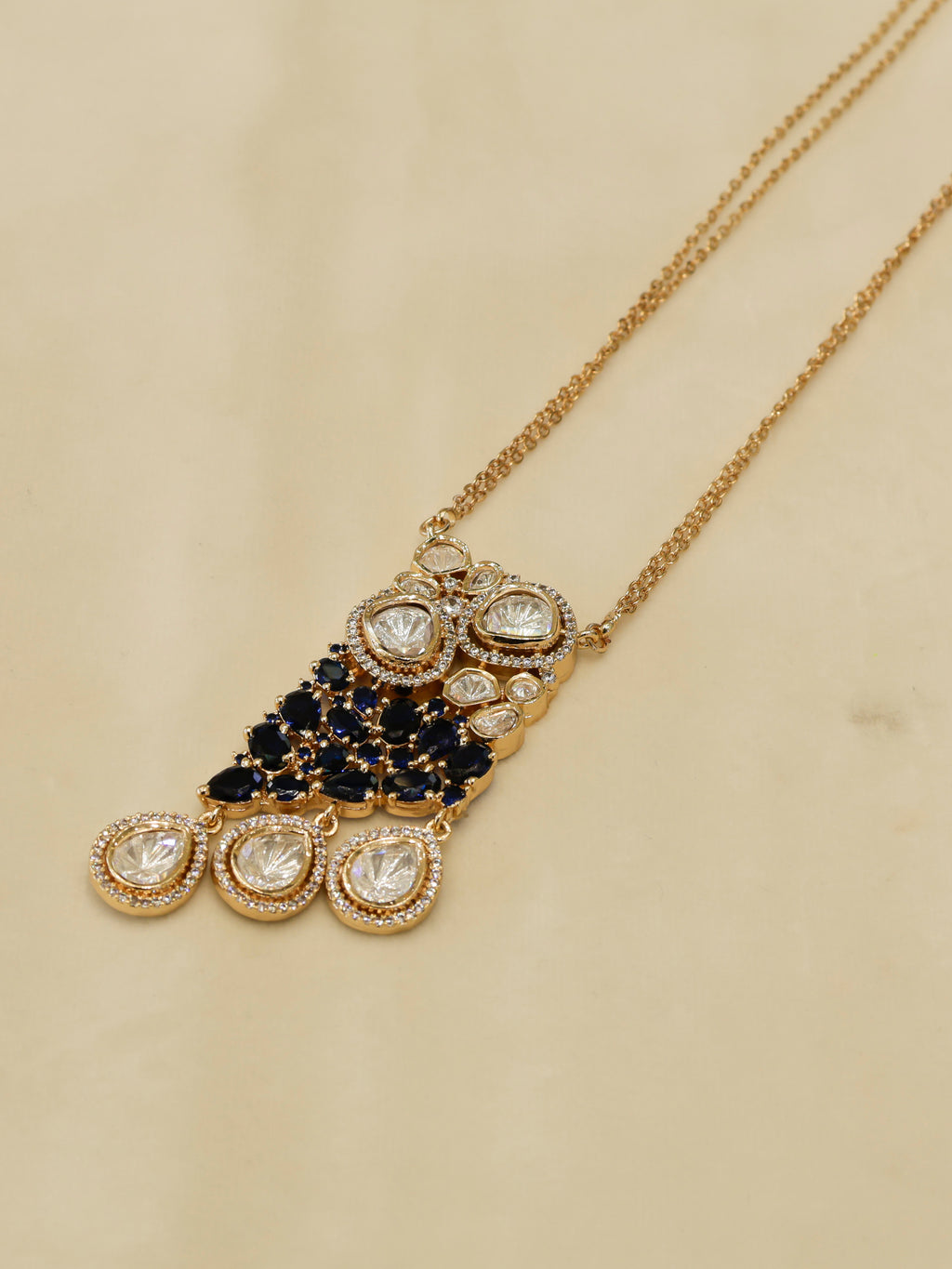 Aanura Ruby & Kundan Long Pendant Necklace Set with Earrings