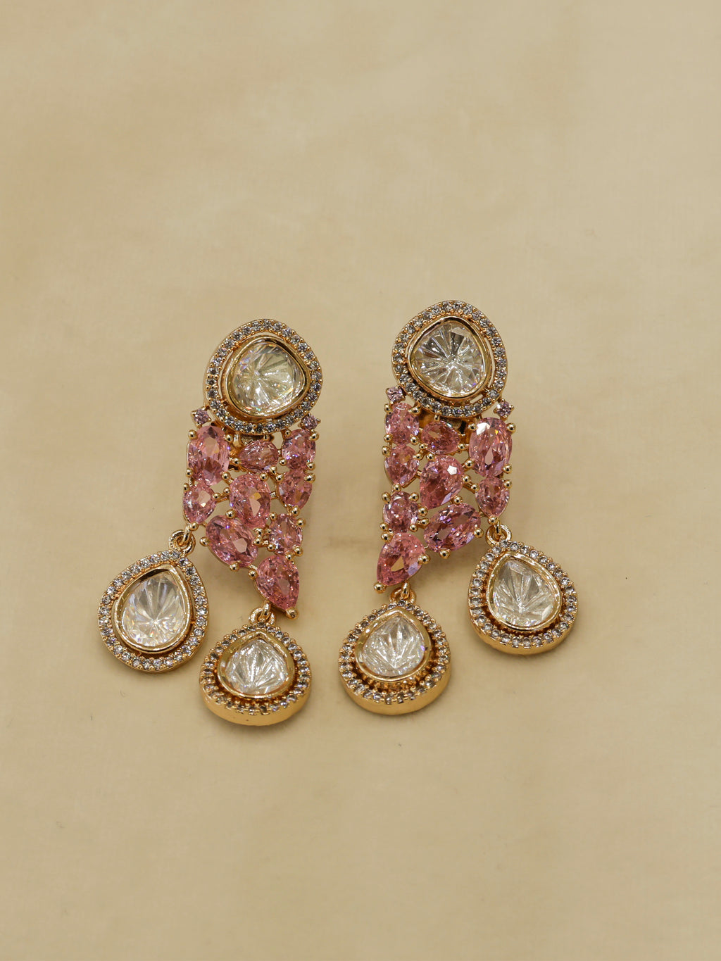 Aanura Ruby & Kundan Long Pendant Necklace Set with Earrings