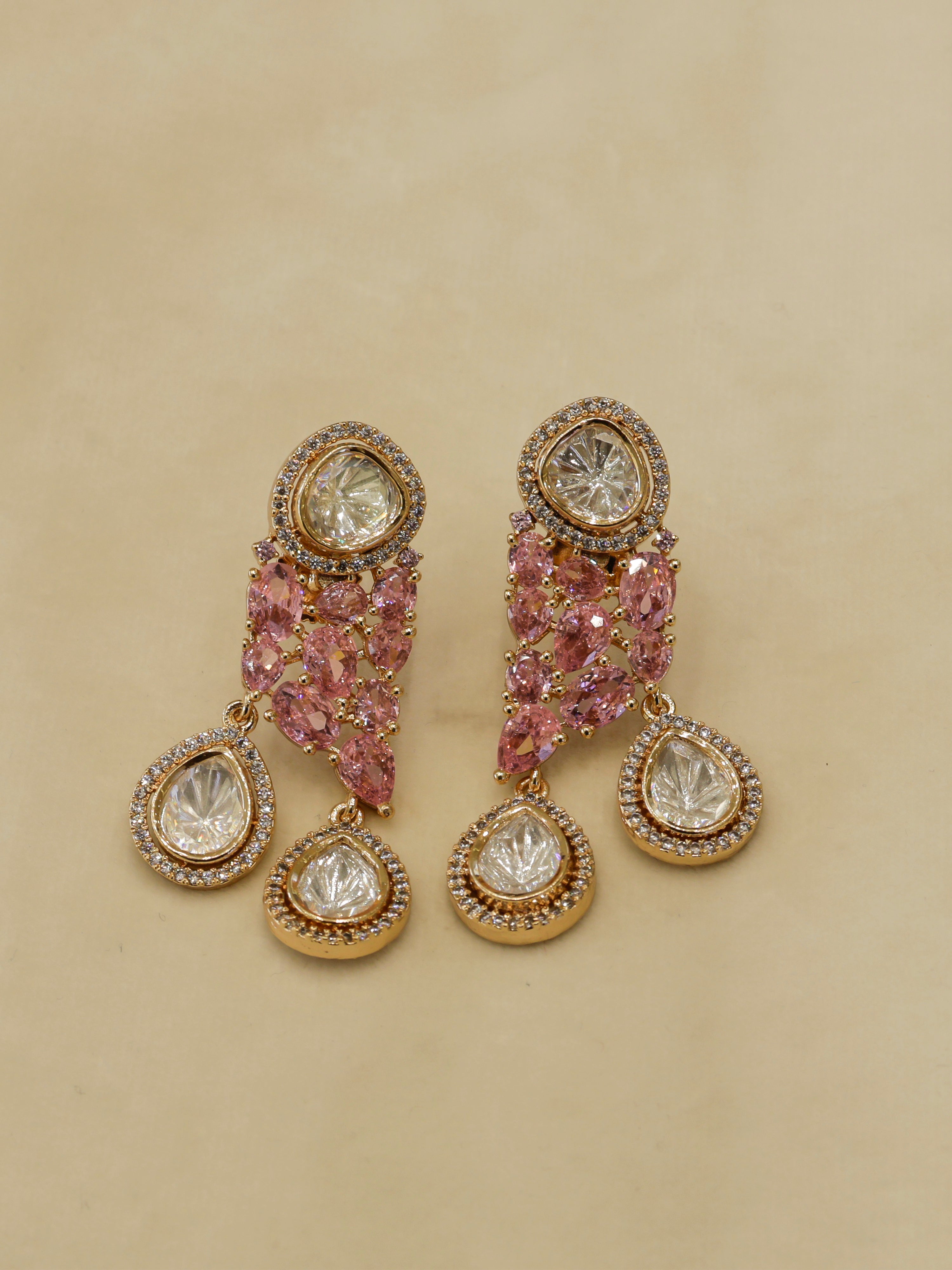 Aanura Ruby & Kundan Long Pendant Necklace Set with Earrings