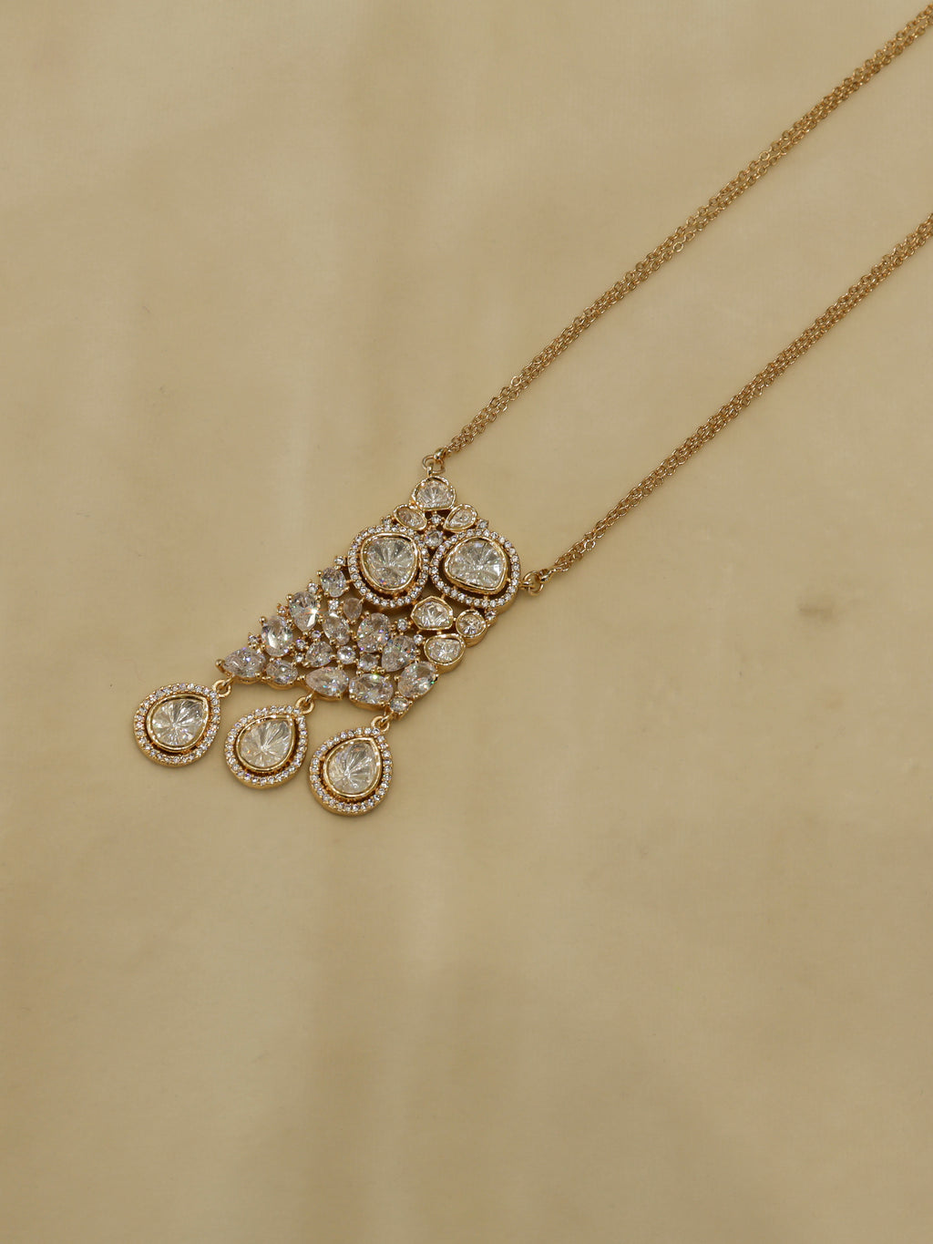 Aanura Ruby & Kundan Long Pendant Necklace Set with Earrings