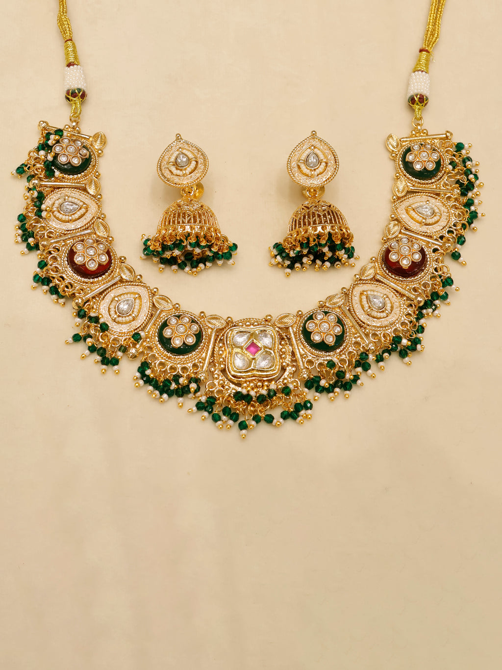 Aanura Antique Kundan Choker Necklace & Earrings