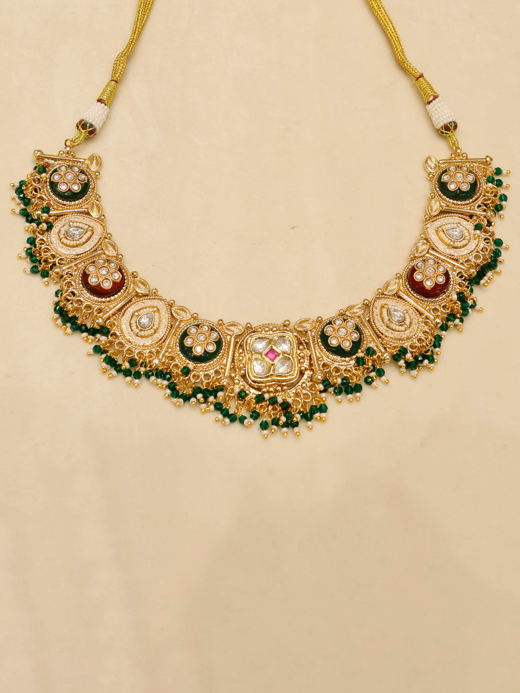 Aanura Antique Kundan Choker Necklace & Earrings