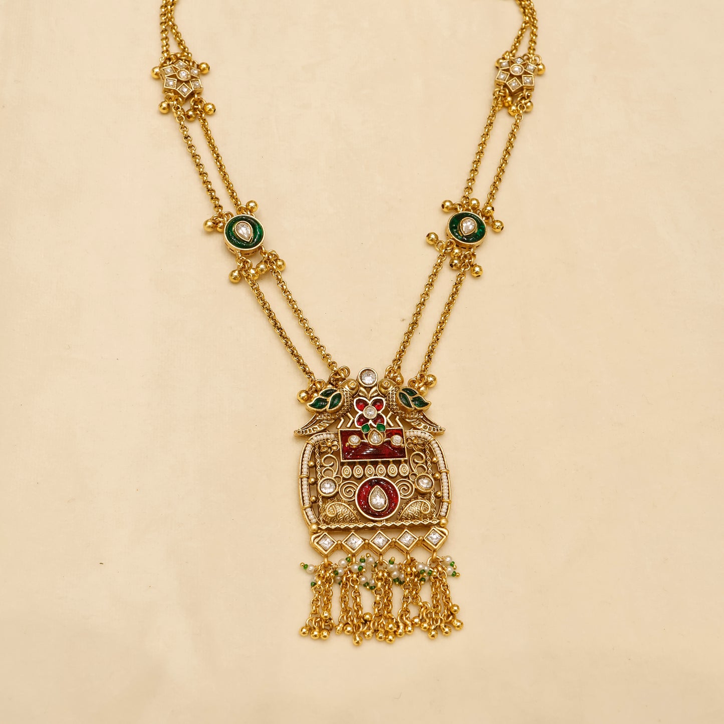 Aanura Temple Long Necklace & Earrings Heritage Set