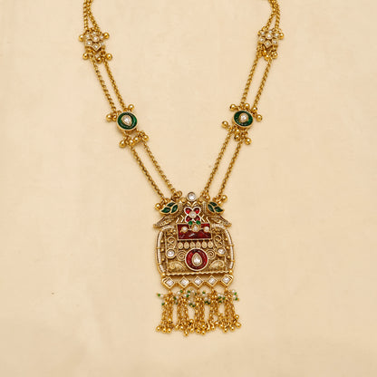 Aanura Temple Long Necklace & Earrings Heritage Set