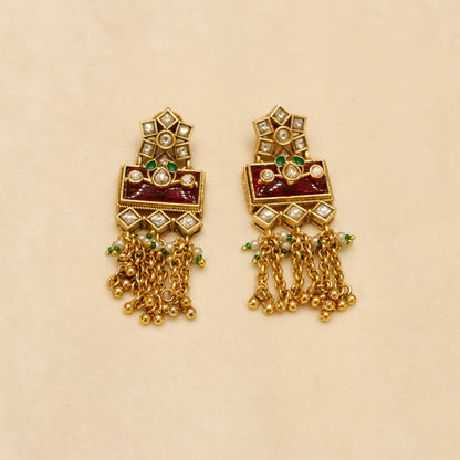 Aanura Temple Long Necklace & Earrings Heritage Set