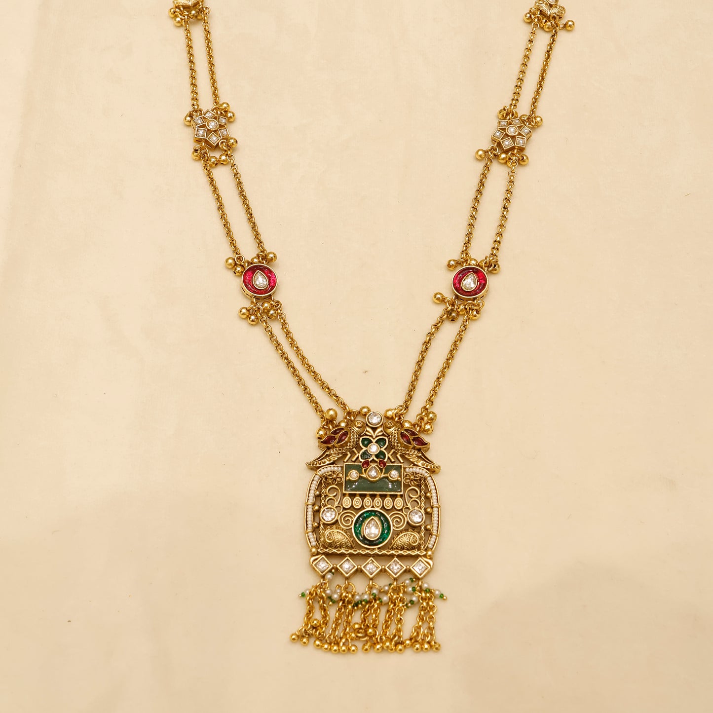 Aanura Temple Long Necklace & Earrings Heritage Set