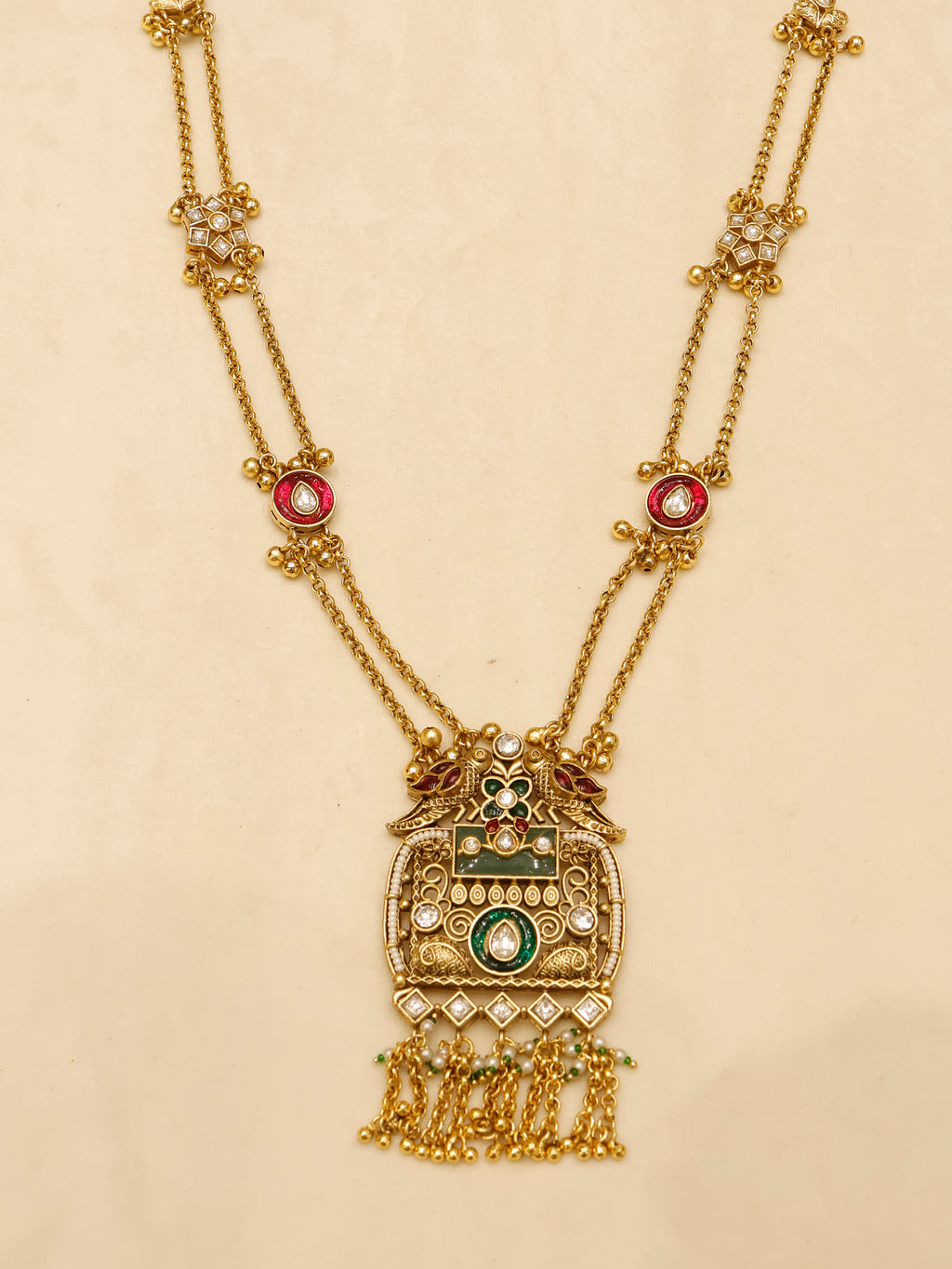 Aanura Temple Long Necklace & Earrings Heritage Set