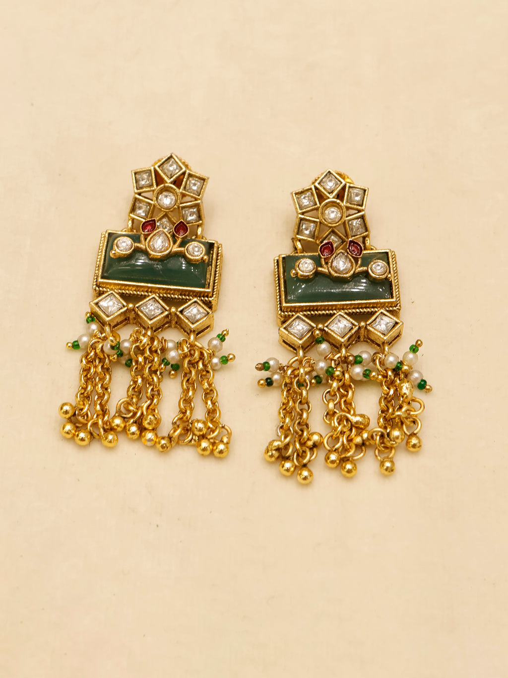 Aanura Temple Long Necklace & Earrings Heritage Set