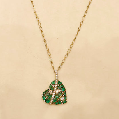 Aanura Green Leaf Pendant Necklace & Earrings