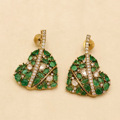 Aanura Green Leaf Pendant Necklace & Earrings