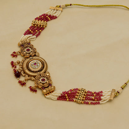 Aanura Antique Circular Kundan Choker Necklace Set