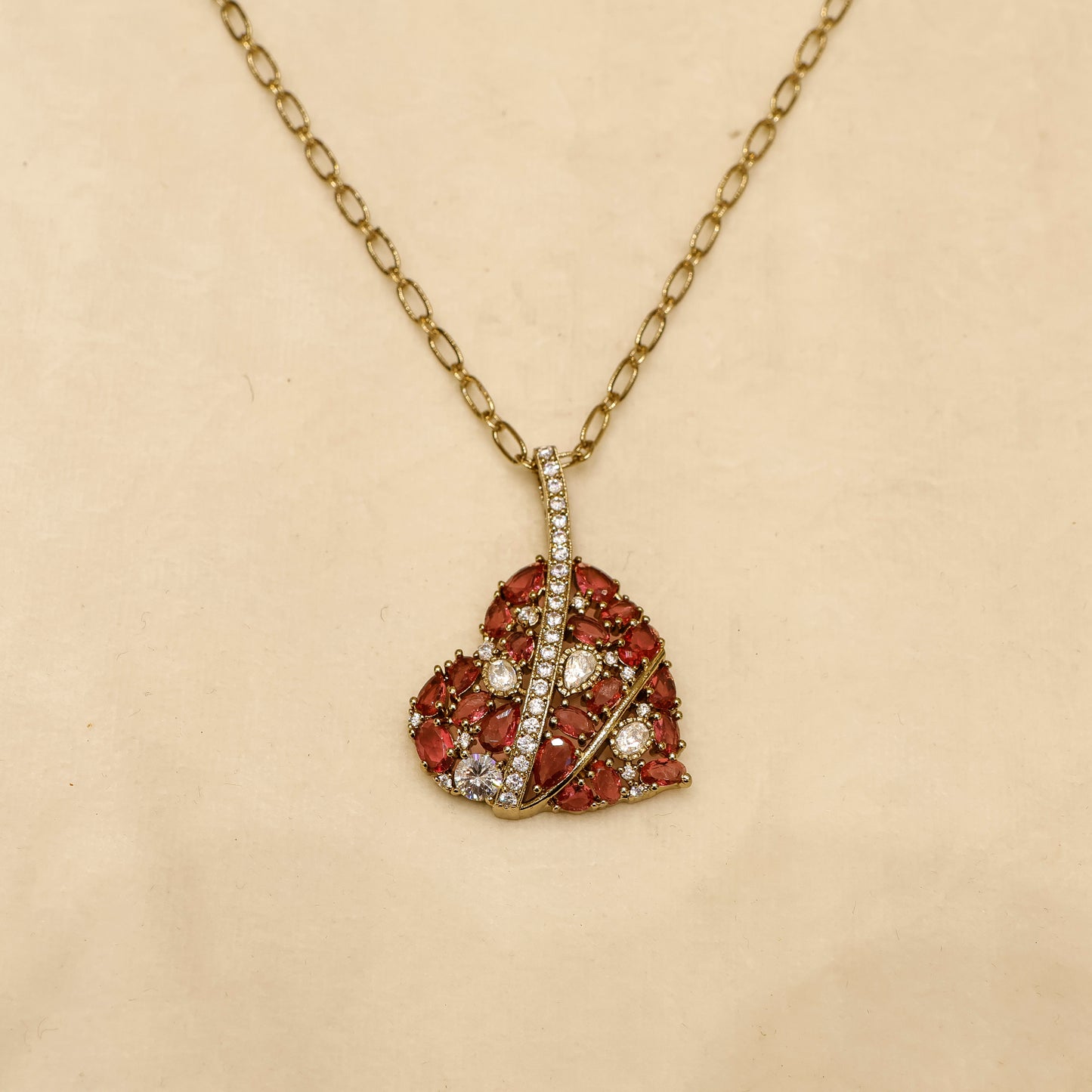 Aanura Green Leaf Pendant Necklace & Earrings