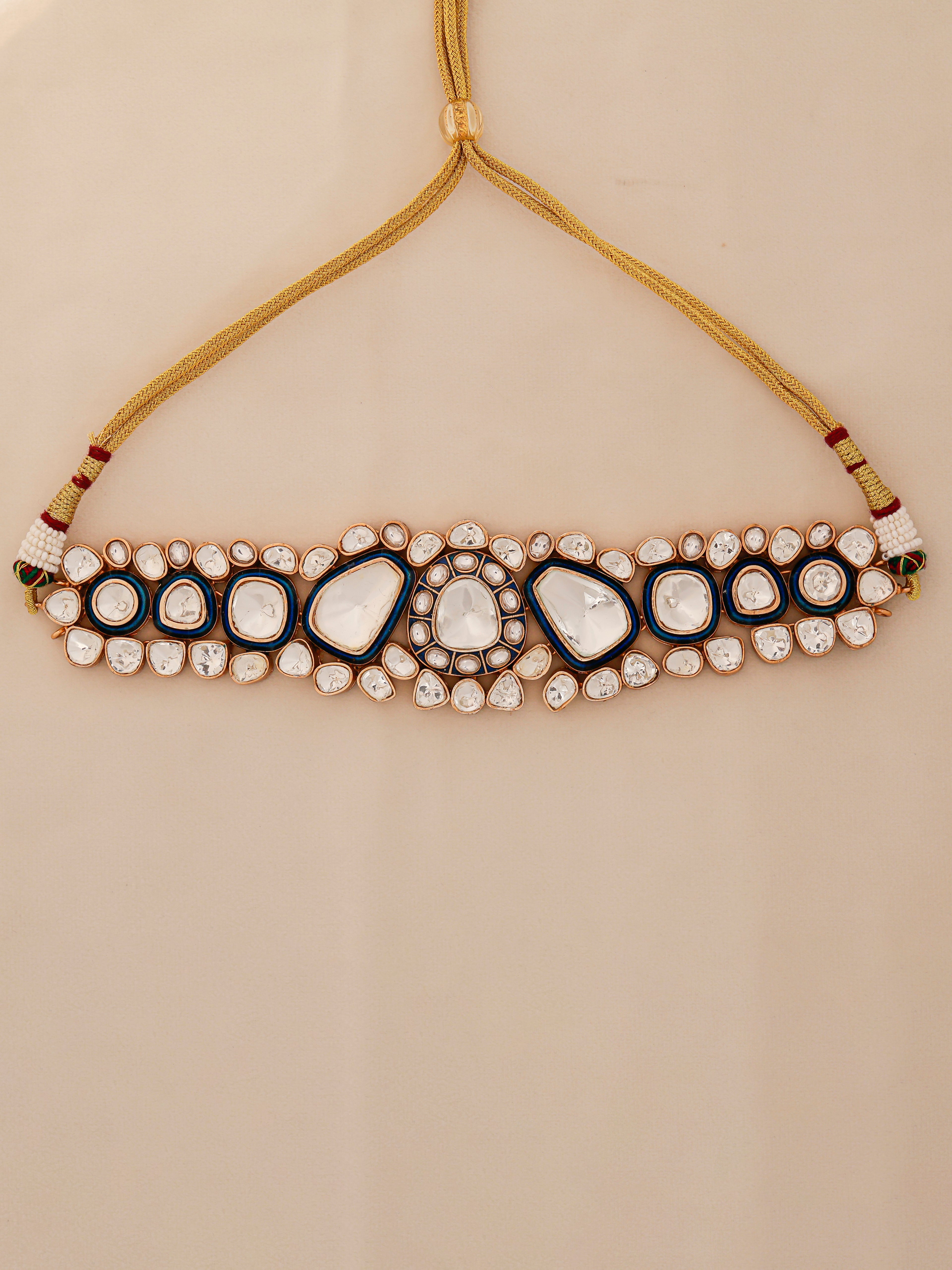 Aanura Kundan Choker Necklace Set with Matching Earrings
