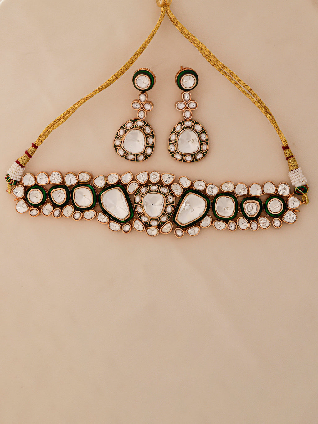 Aanura Kundan Choker Necklace Set with Matching Earrings