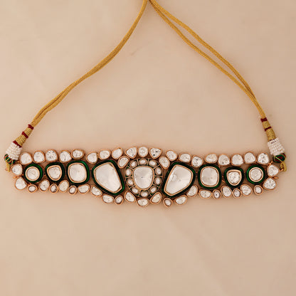 Aanura Kundan Choker Necklace Set with Matching Earrings