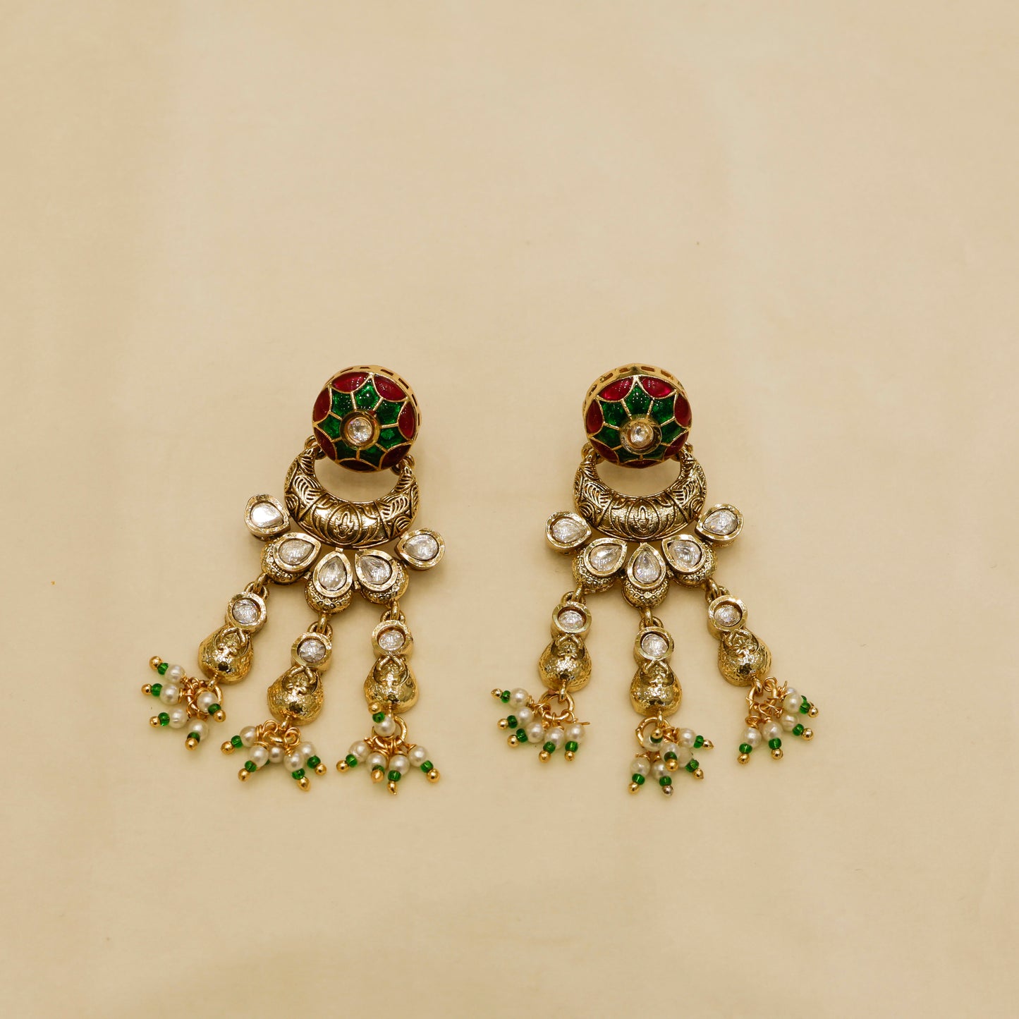 Aanura Bridal Kundan Pearl Choker Necklace with Earrings