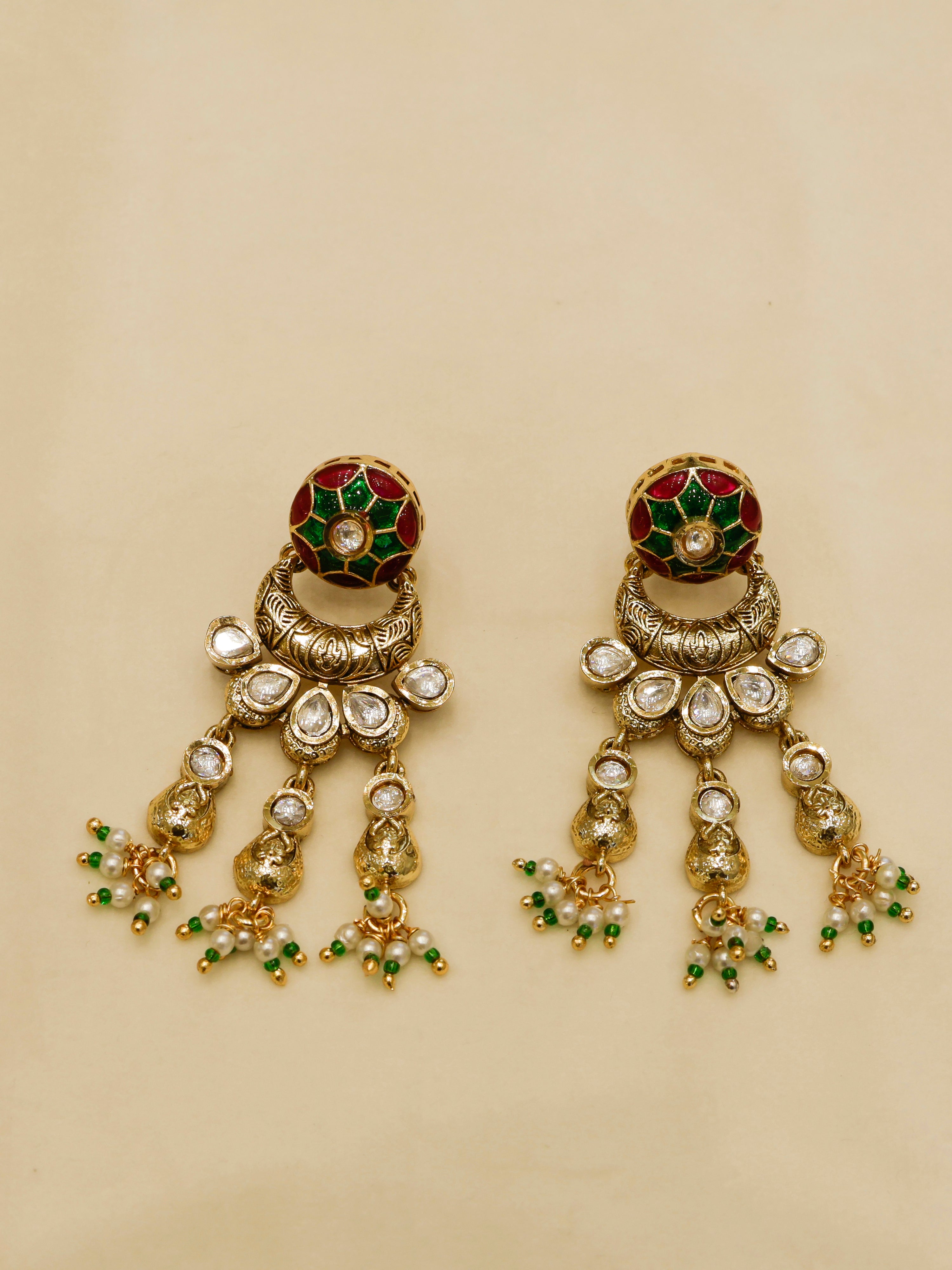 Aanura Bridal Kundan Pearl Choker Necklace with Earrings