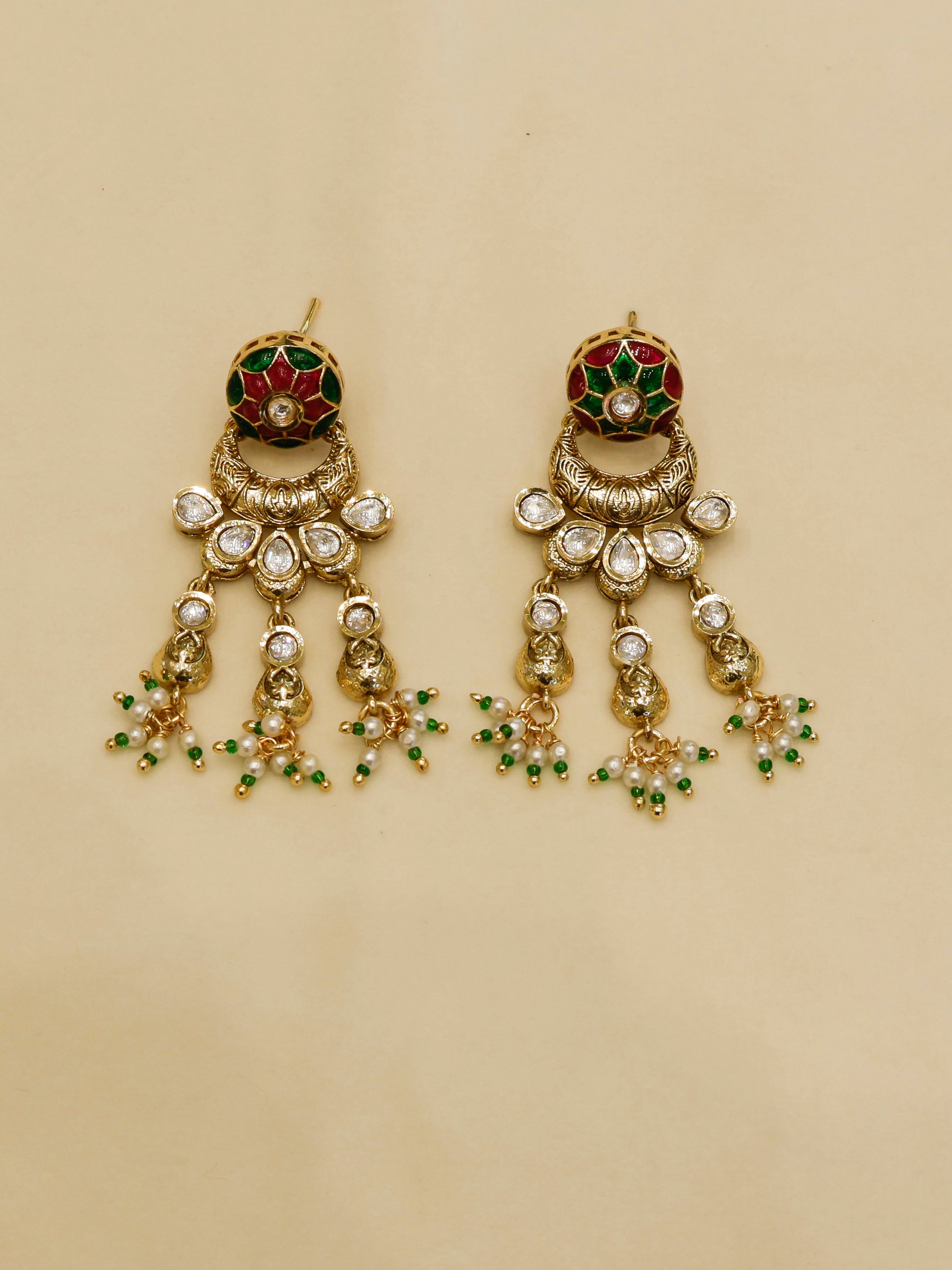 Aanura Bridal Kundan Pearl Choker Necklace with Earrings