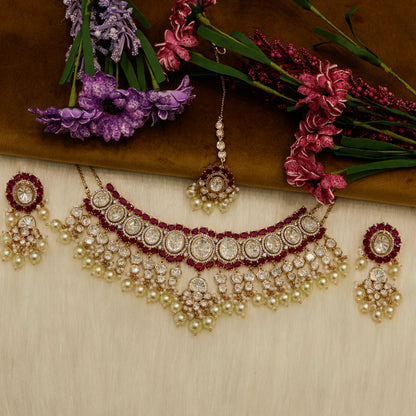 Aanura Pearl Kundan Bridal Necklace Set