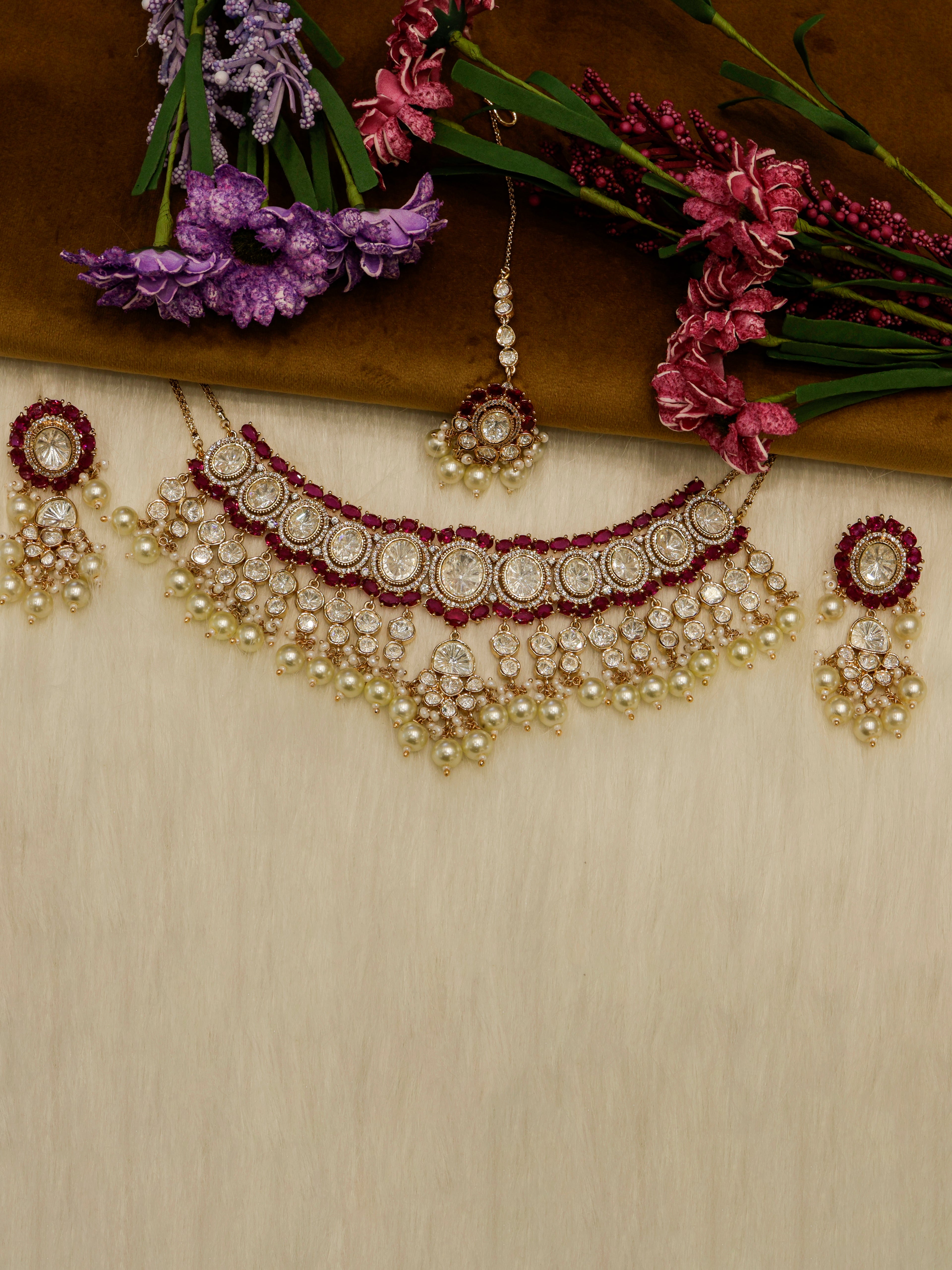 Aanura Pearl Kundan Bridal Necklace Set