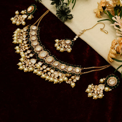 Aanura Pearl Kundan Bridal Necklace Set