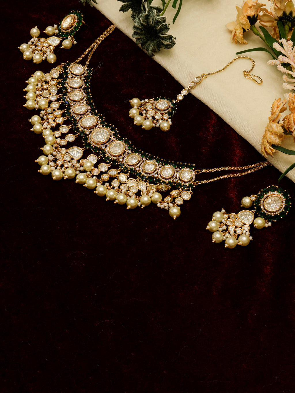 Aanura Pearl Kundan Bridal Necklace Set
