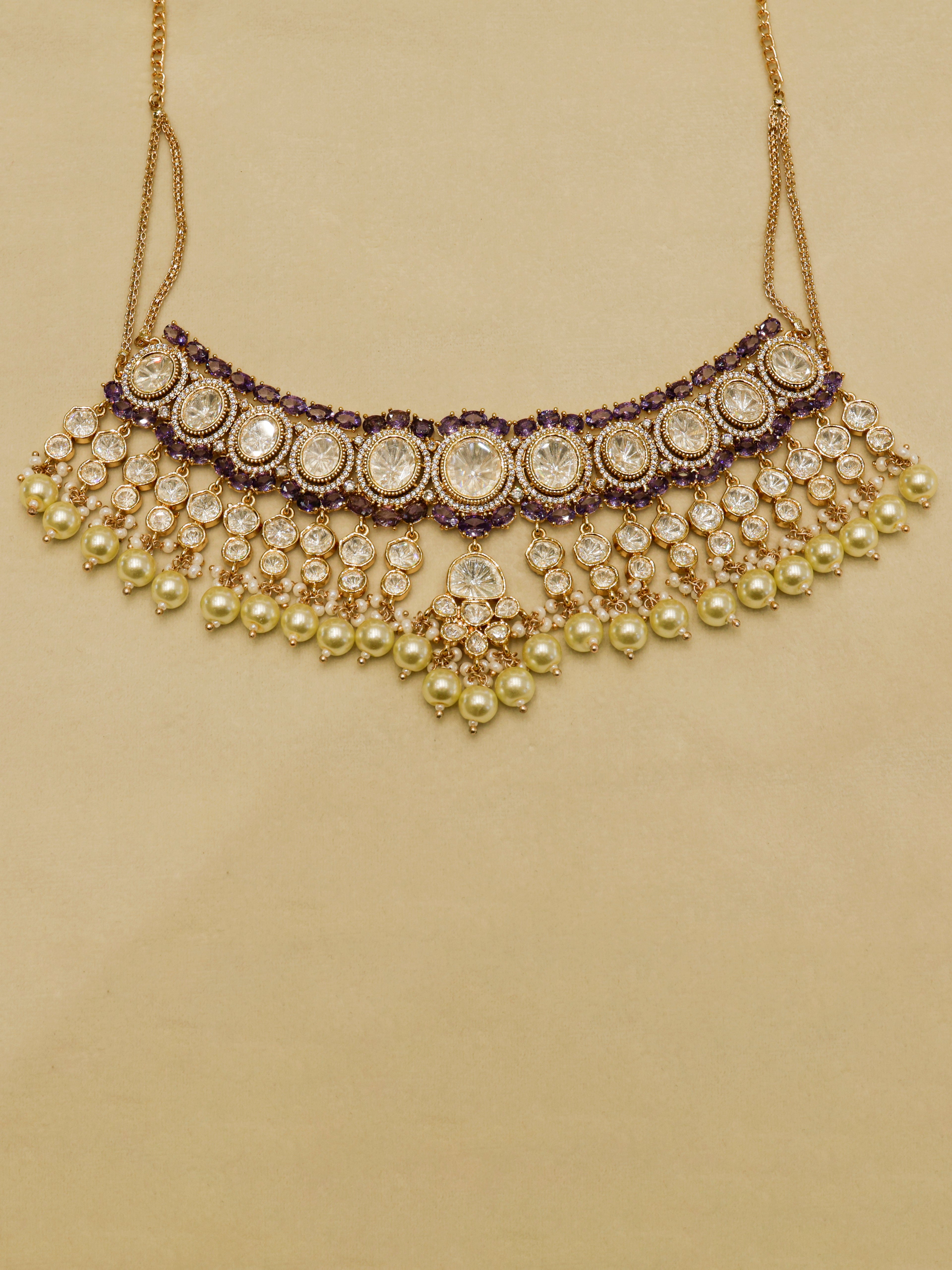 Aanura Pearl Kundan Bridal Necklace Set