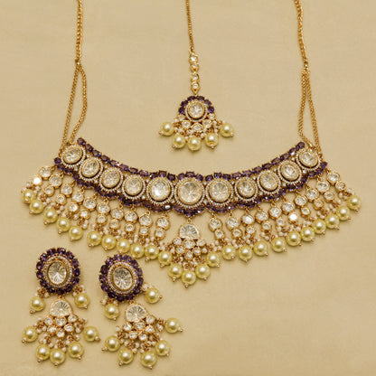 Aanura Pearl Kundan Bridal Necklace Set